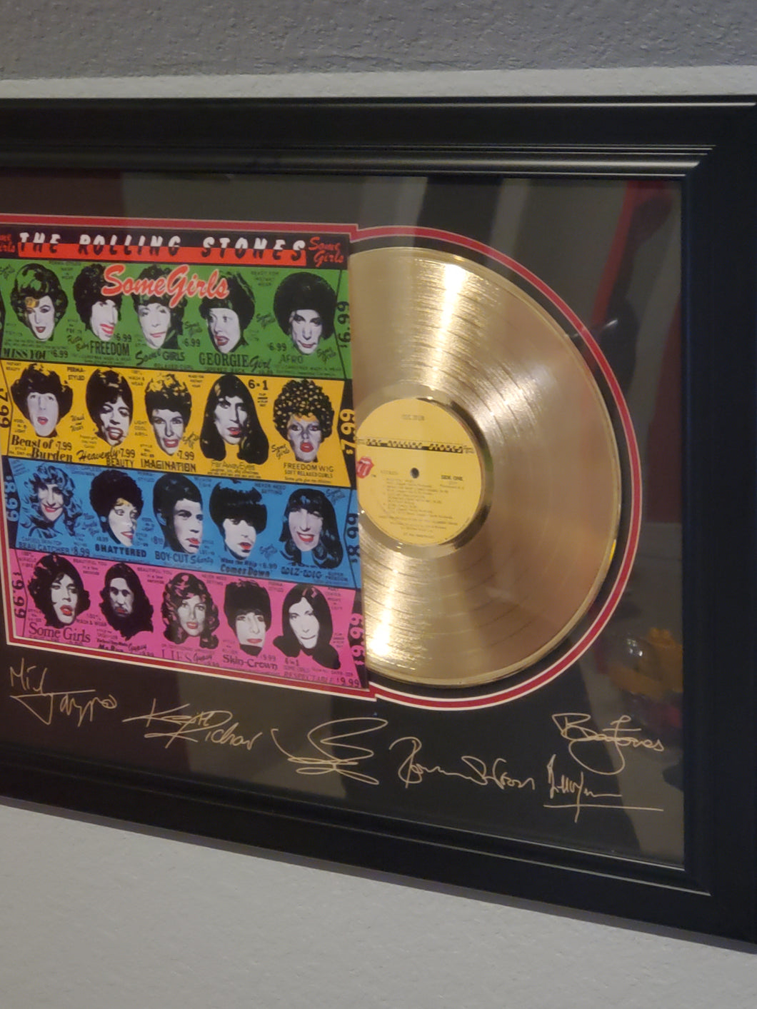 Rolling Stones Some Girls Gold Record - Museum Framed