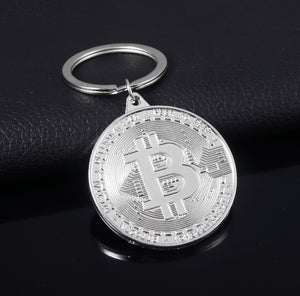 2021 Newest Bitcoin Keychain Collectible Physical Metal Bit Coin Keyring Pendant Women and Men Jewelry Accessories Gifts