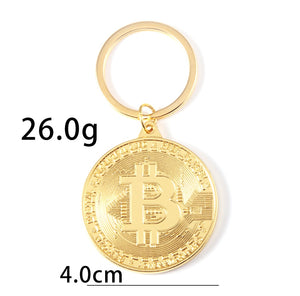 2021 Newest Bitcoin Keychain Collectible Physical Metal Bit Coin Keyring Pendant Women and Men Jewelry Accessories Gifts