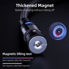 Load image into Gallery viewer, 3.3ft Magnetic Phone Charger Cable 540 degree Free Rotation 3 in 1 Charger Magnetic charger USB C Charging Cable

